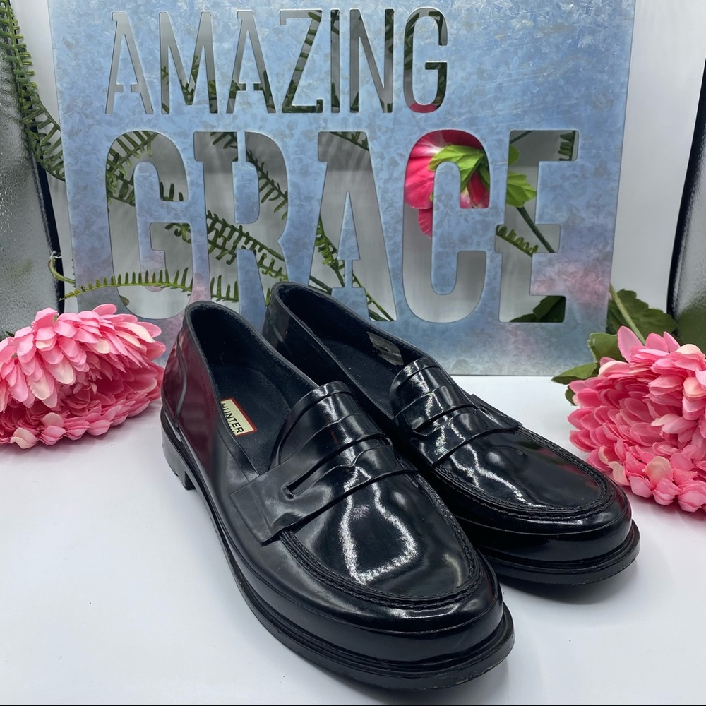 Hunter Sz 10 Black Gross Penny Loafer